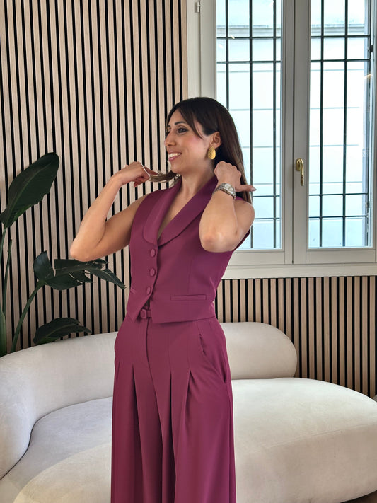 Gilet chiusura bottoni magenta