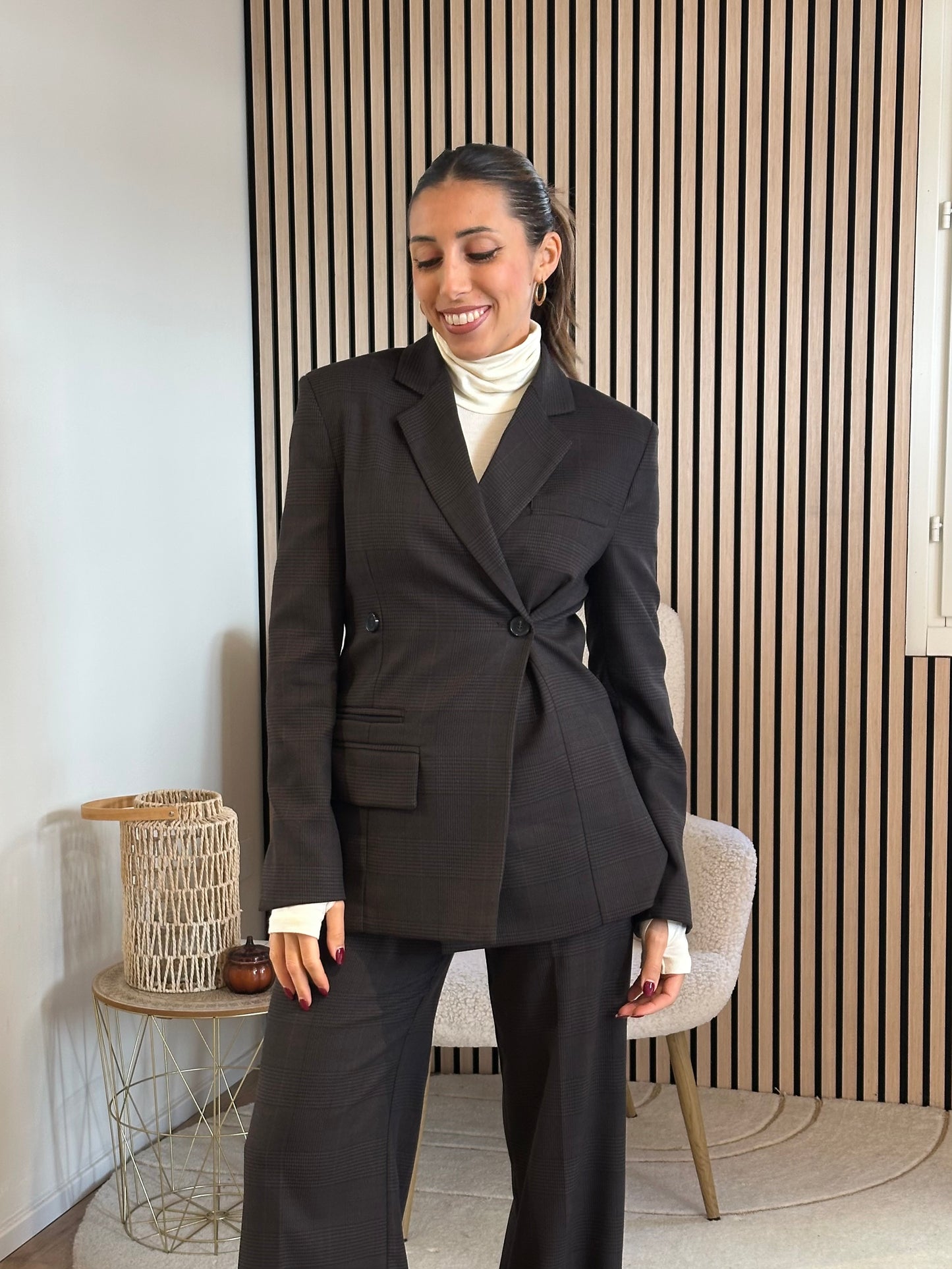 Giacca asimmetrica pied de poule