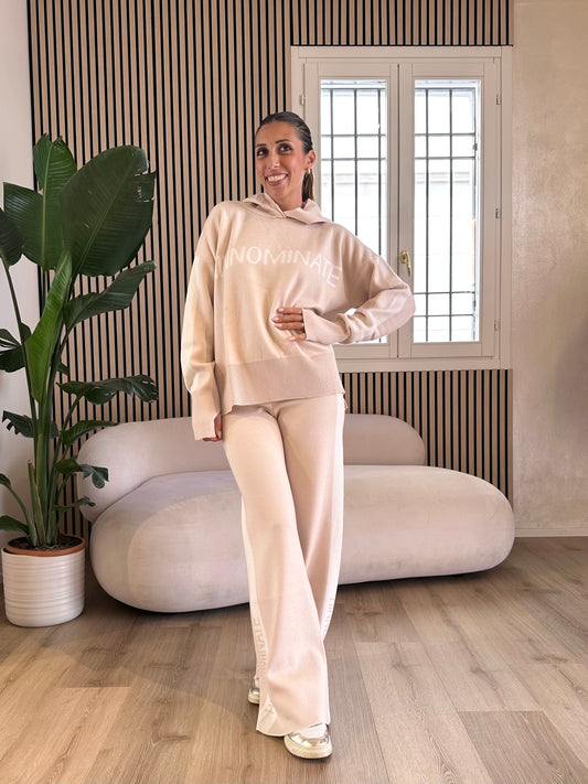 Pantalone palazzo bande in maglia