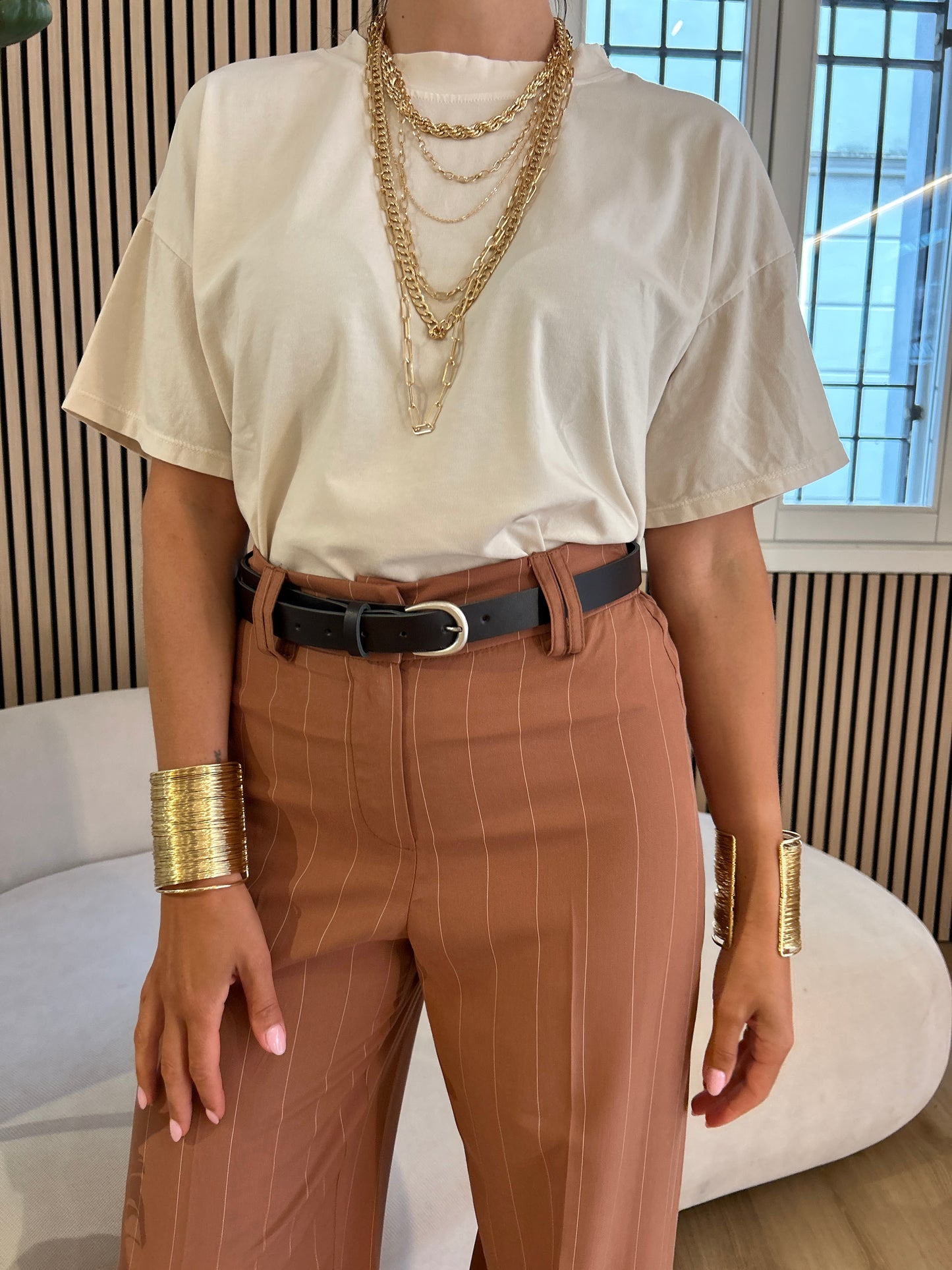 Pantalone gessato cotto