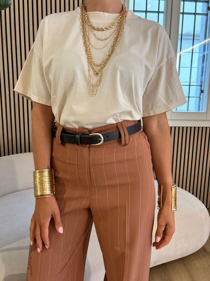 Pantalone gessato cotto