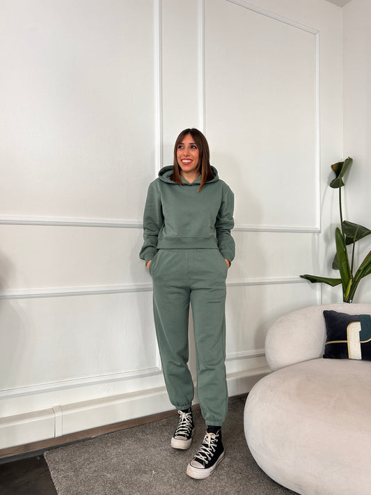 Pantalone in felpa basico con elastico muschio
