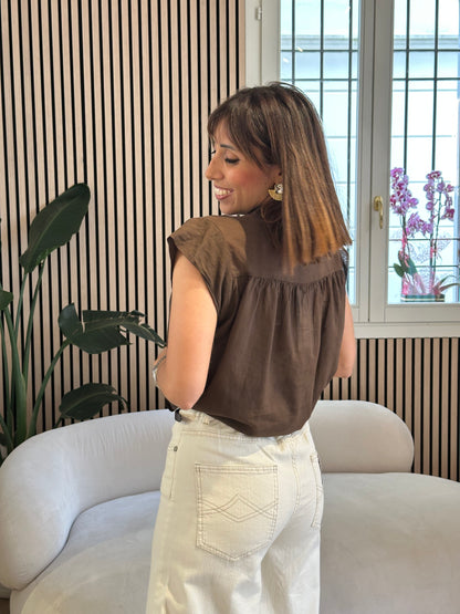 Camicia smanicata nodo bruciato