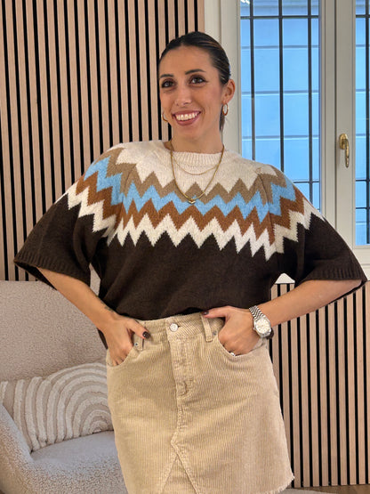 Maglia jacquard con manicotti