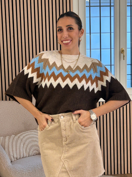 Maglia jacquard con manicotti