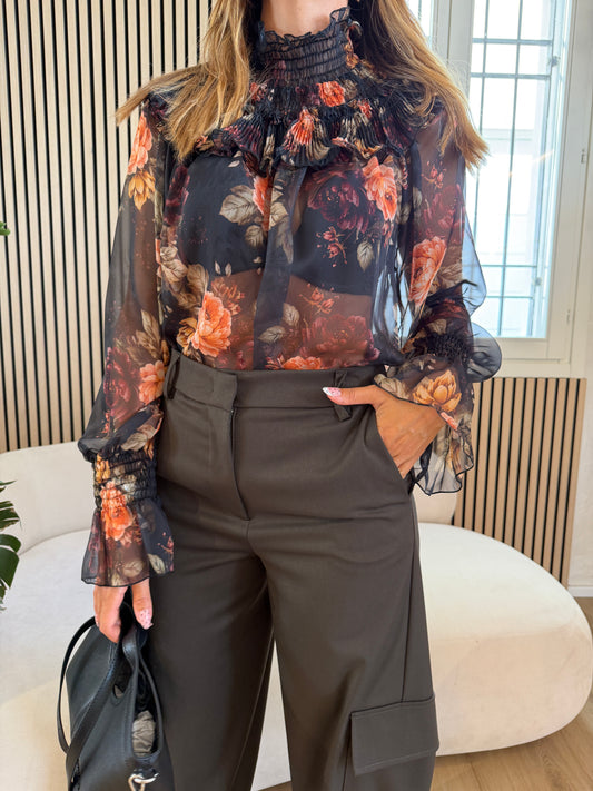 Camicia punto smok floreale