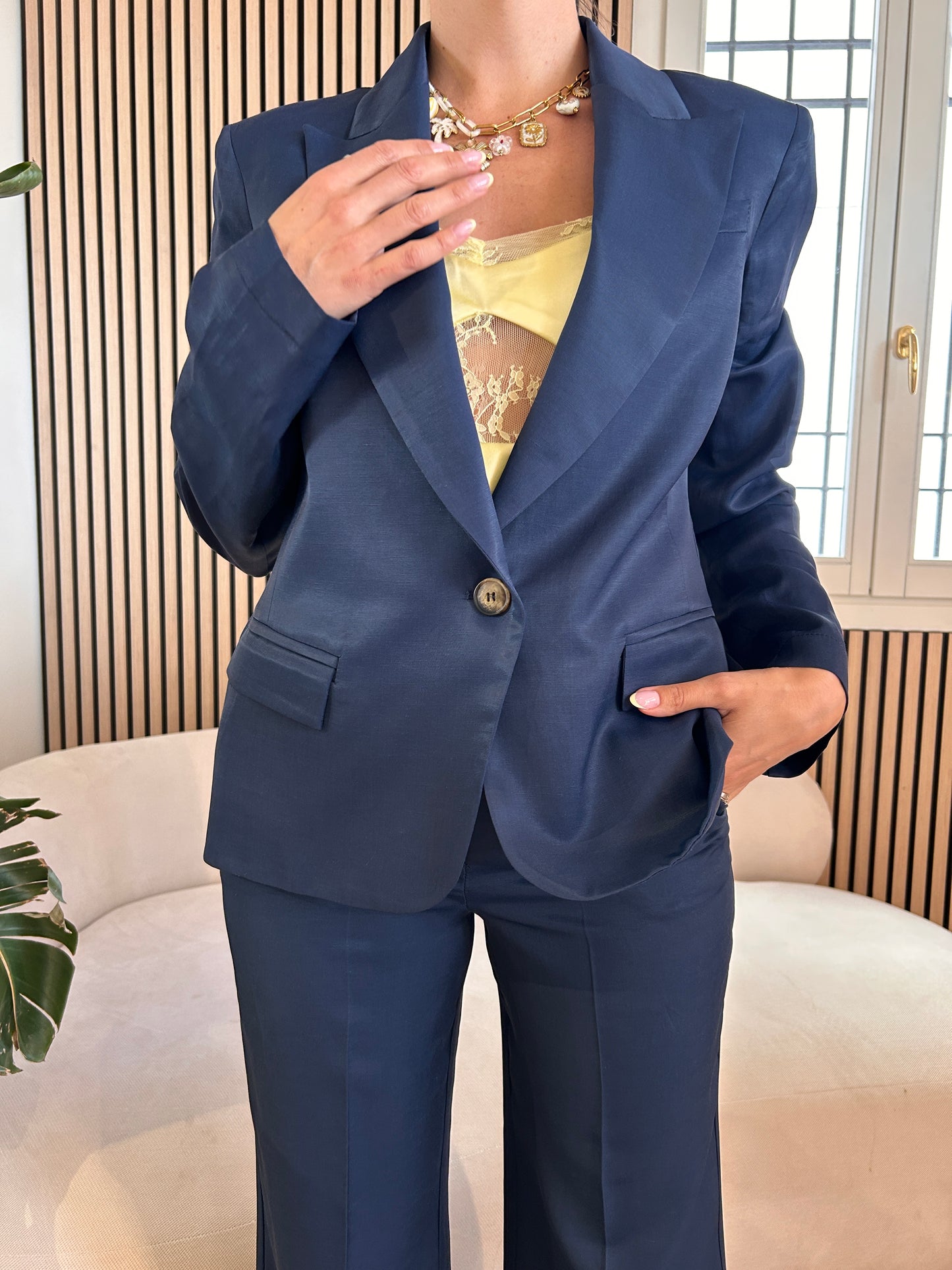 Giacca un bottone misto lino