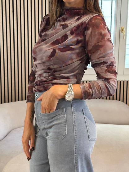 Maglia floreale manica lunga