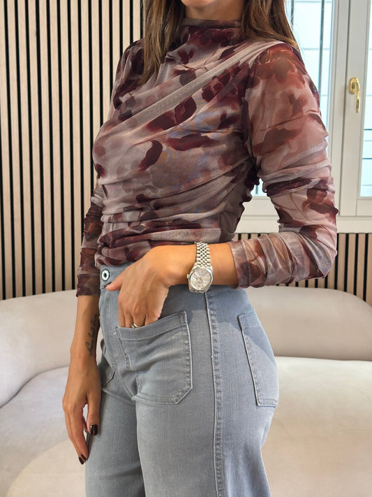 Maglia floreale manica lunga