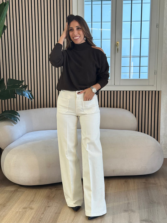 Pantalone tasche panna