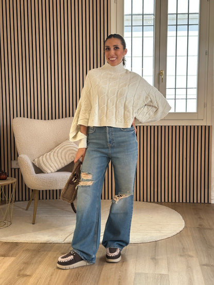 Jeans strappi gamba larga