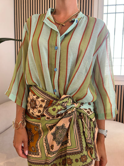 Camicia rigata celeste