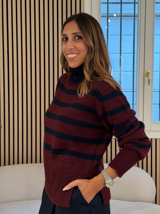 Dolcevita rigato Marsala/blu