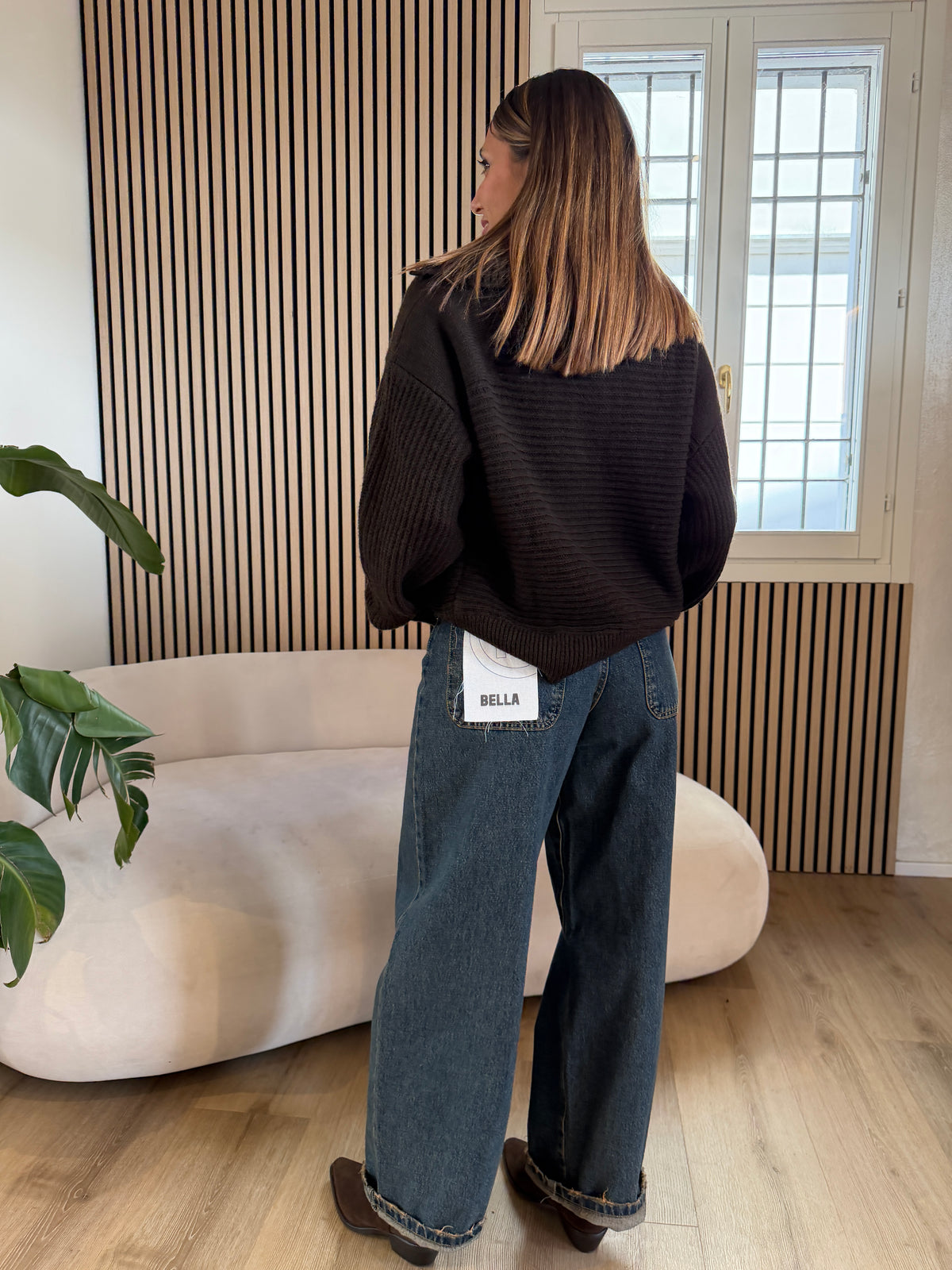 Maglia con collo alto caffè