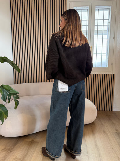 Maglia con collo alto caffè