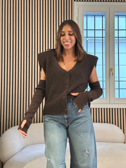 Gilet moro con manicotti misto alpaca