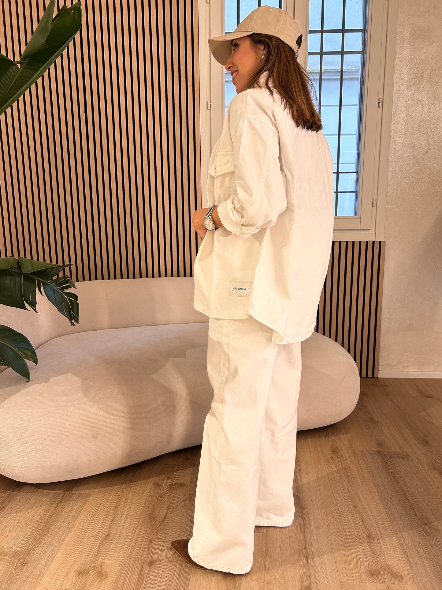 Pantalone in bull denim a palazzo