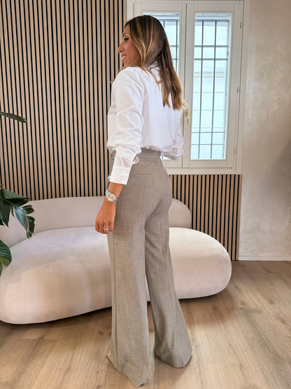 Pantalone beige flare in poliviscosa
