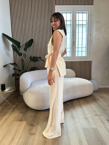 Pantalone a palazzo crema