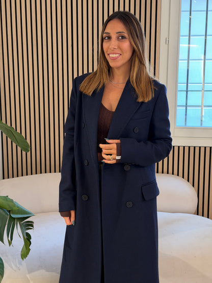 Cappotto doppiopetto blu notte