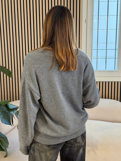 Cardigan tasche grigio medio