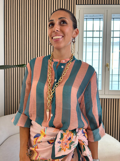 Camicia rigata Ottanio e rosa