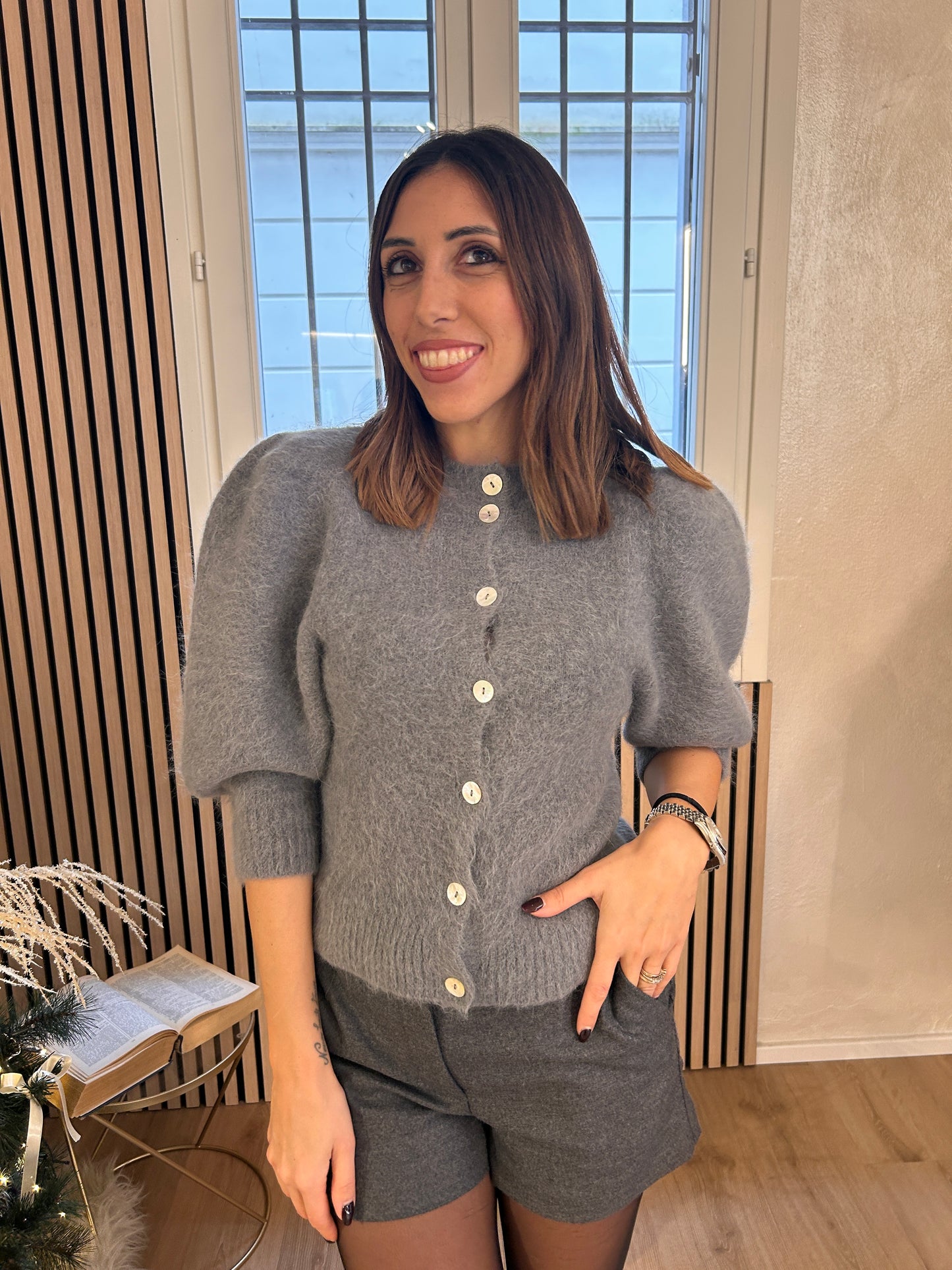 Giacchina manica palloncino grigio medio