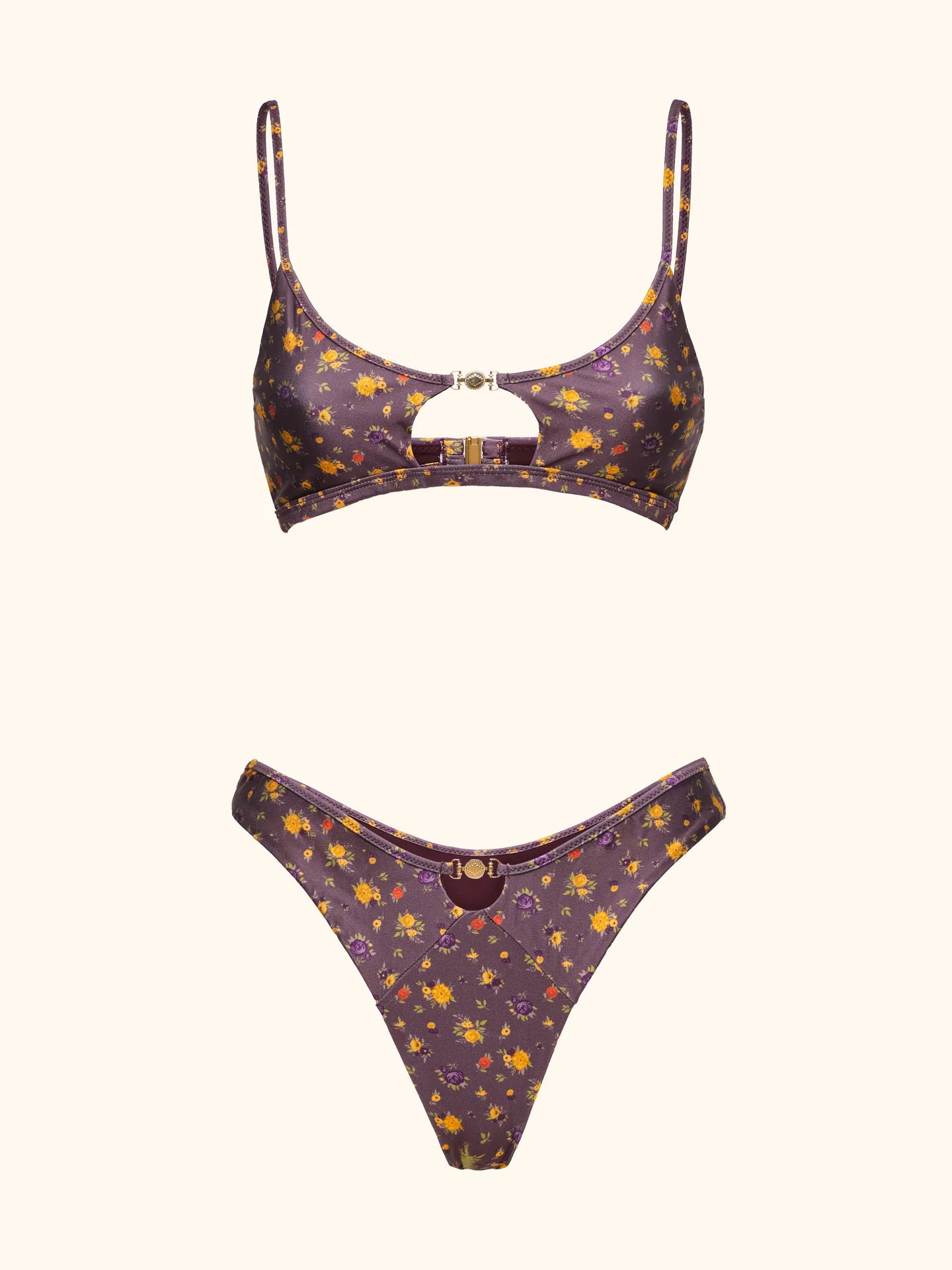 Bikini stampa floreale base viola