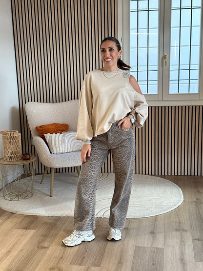 Felpa cut out strass