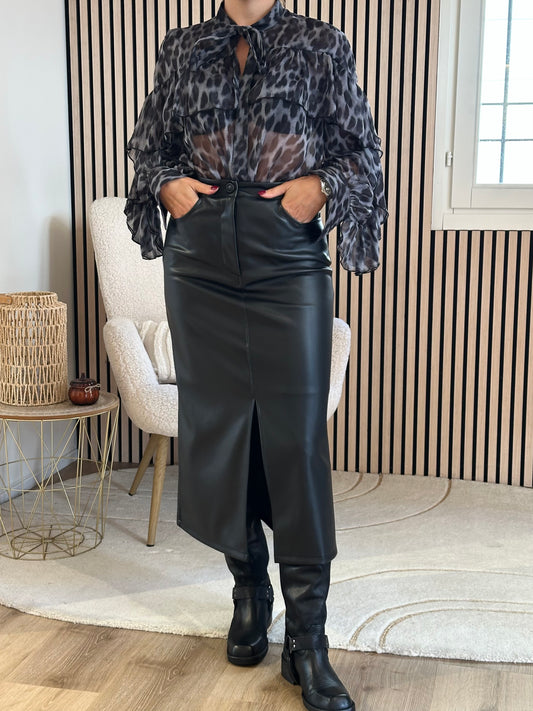 Gonna matita ecopelle nera