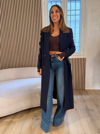 Cappotto doppiopetto blu notte