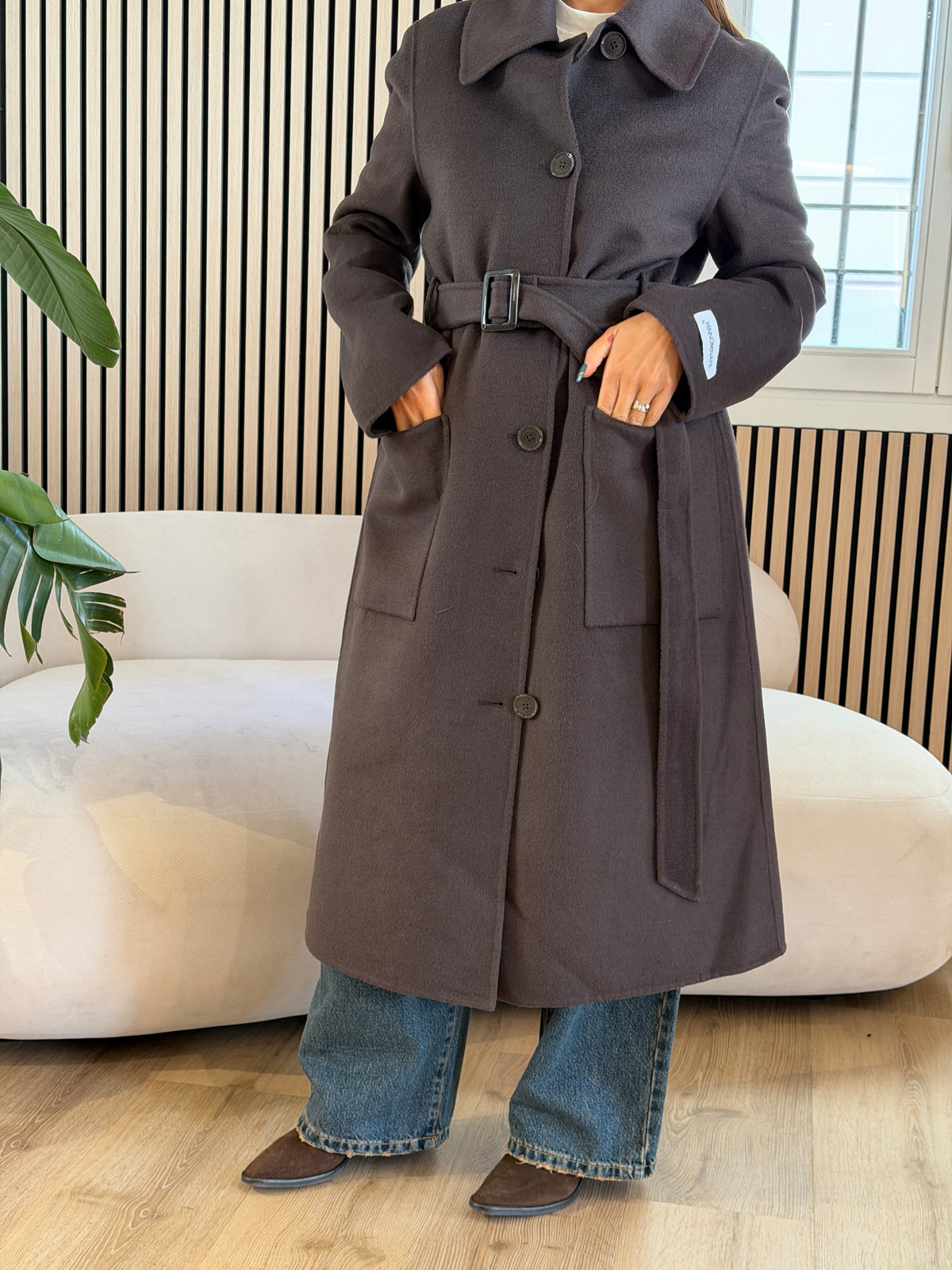 Cappotto double midi Caffè