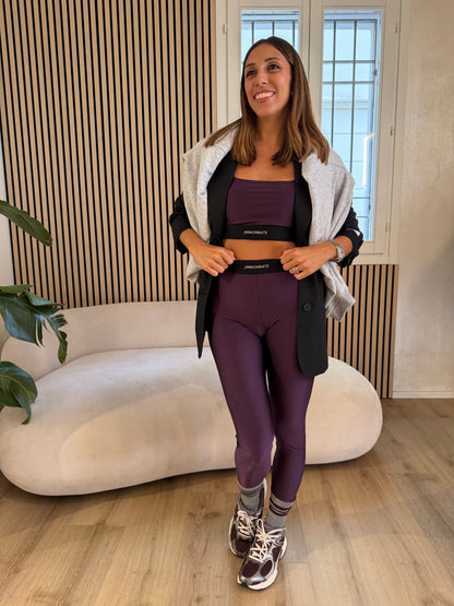 Leggins in lycra lucida con elastico bordeaux