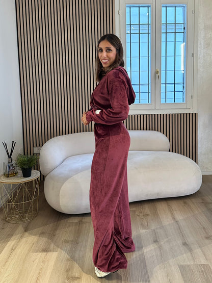 Pantalone ciniglia bordeaux
