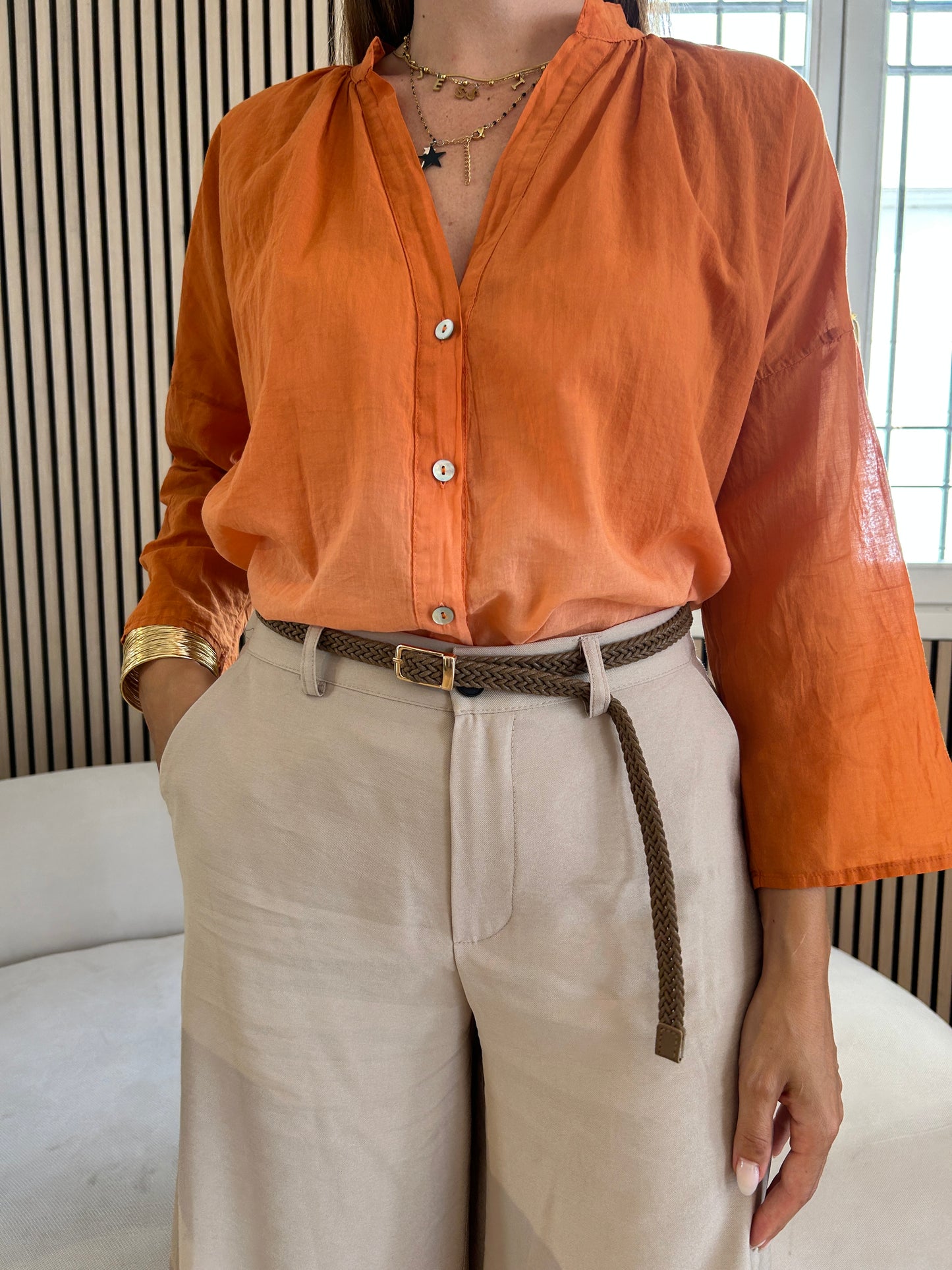 Camicia mussola arancione