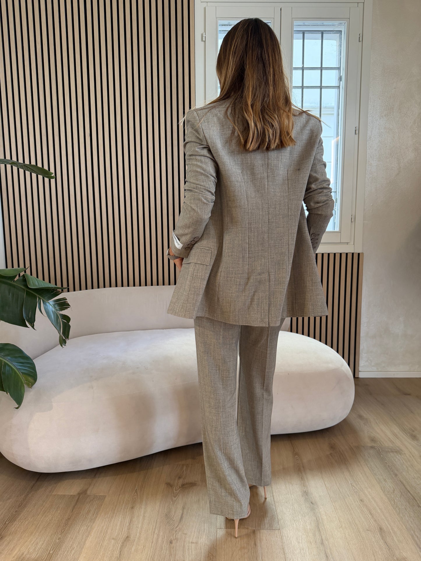 Pantalone beige slim in poliviscosa
