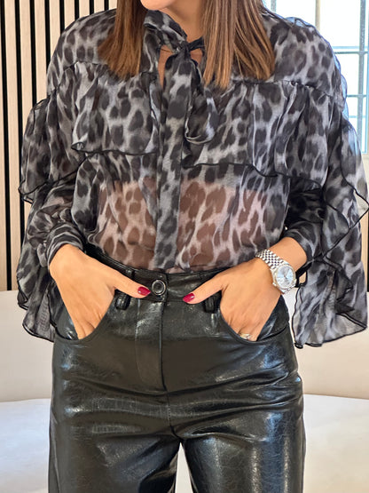 Camicia stampa leopardata