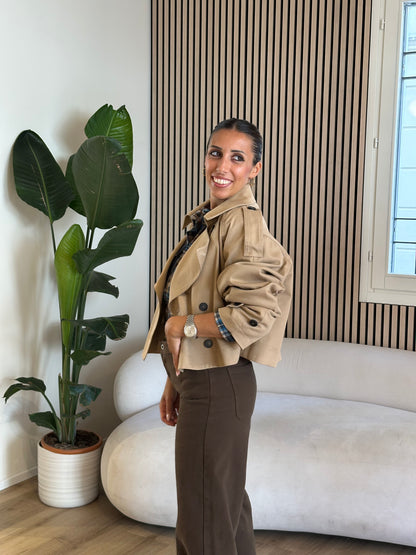 Trench doppiopetto crop