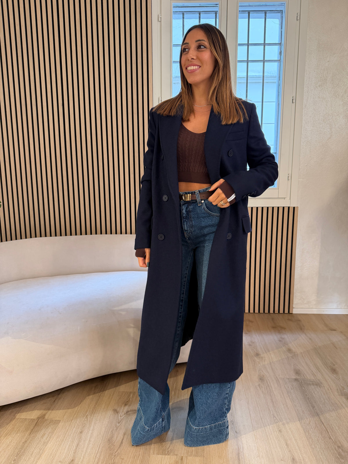 Cappotto doppiopetto blu notte