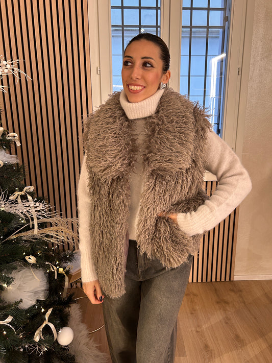 Gilet lungo taupe