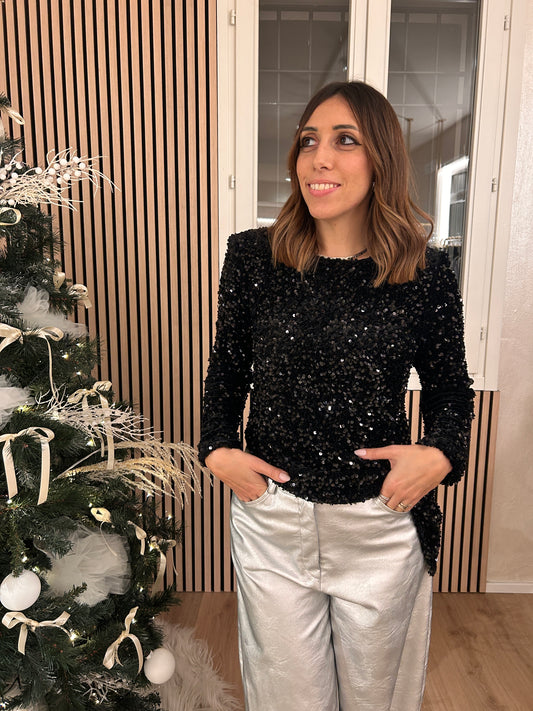 Camicia nera con paillettes