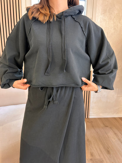 Felpa cappuccio manica baloon