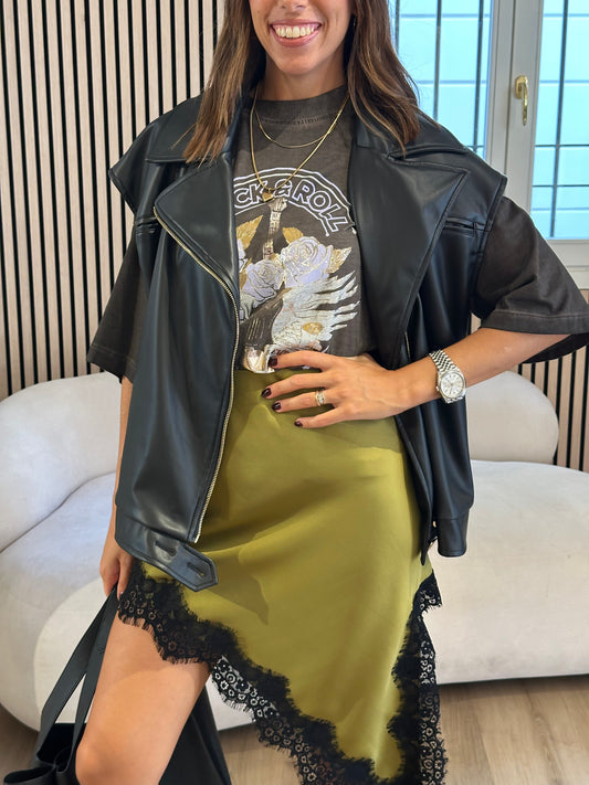 Gilet ecopelle over nero