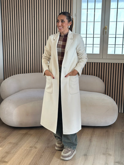 Cappotto monopetto handmade panna