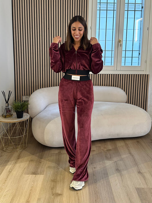 Pantalone ciniglia bordeaux