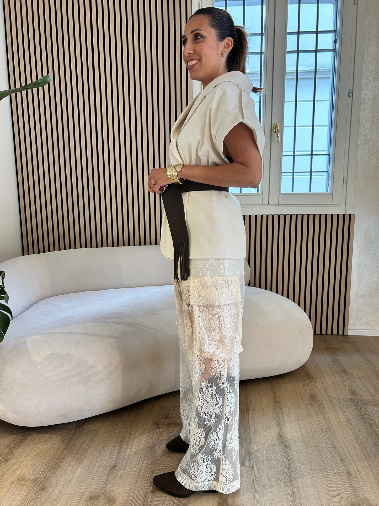 Pantalone cargo pizzo