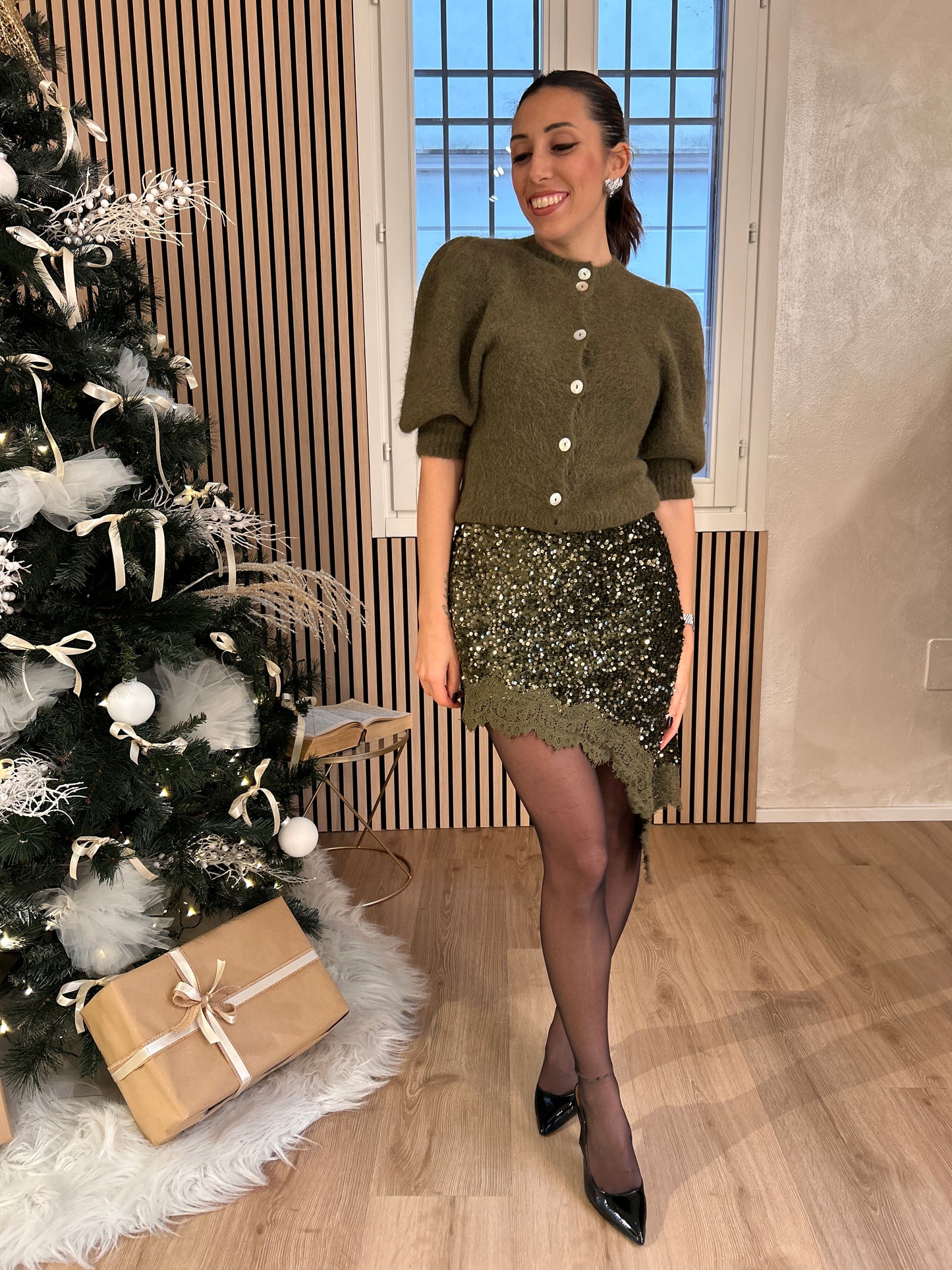 Gonna militare con paillettes