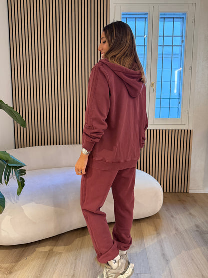 Felpa cappuccio full zip rovescio