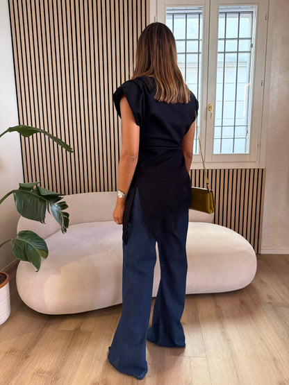 T-shirt pizzo nero