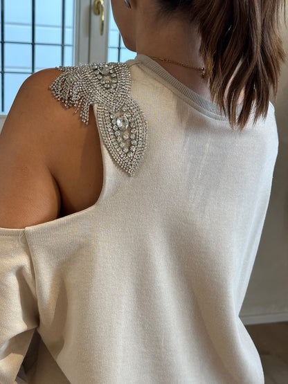 Felpa cut out strass